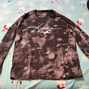 Hollister Black and Gray Tie-Dye Long Sleeve